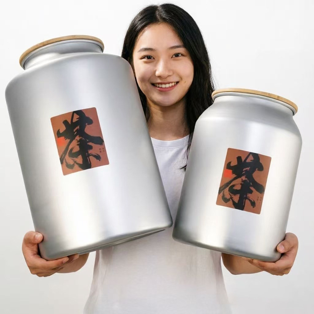 茶叶罐纯铝罐密封罐子特大五斤福鼎白毫银针白牡丹陈皮储存茶圆桶图片