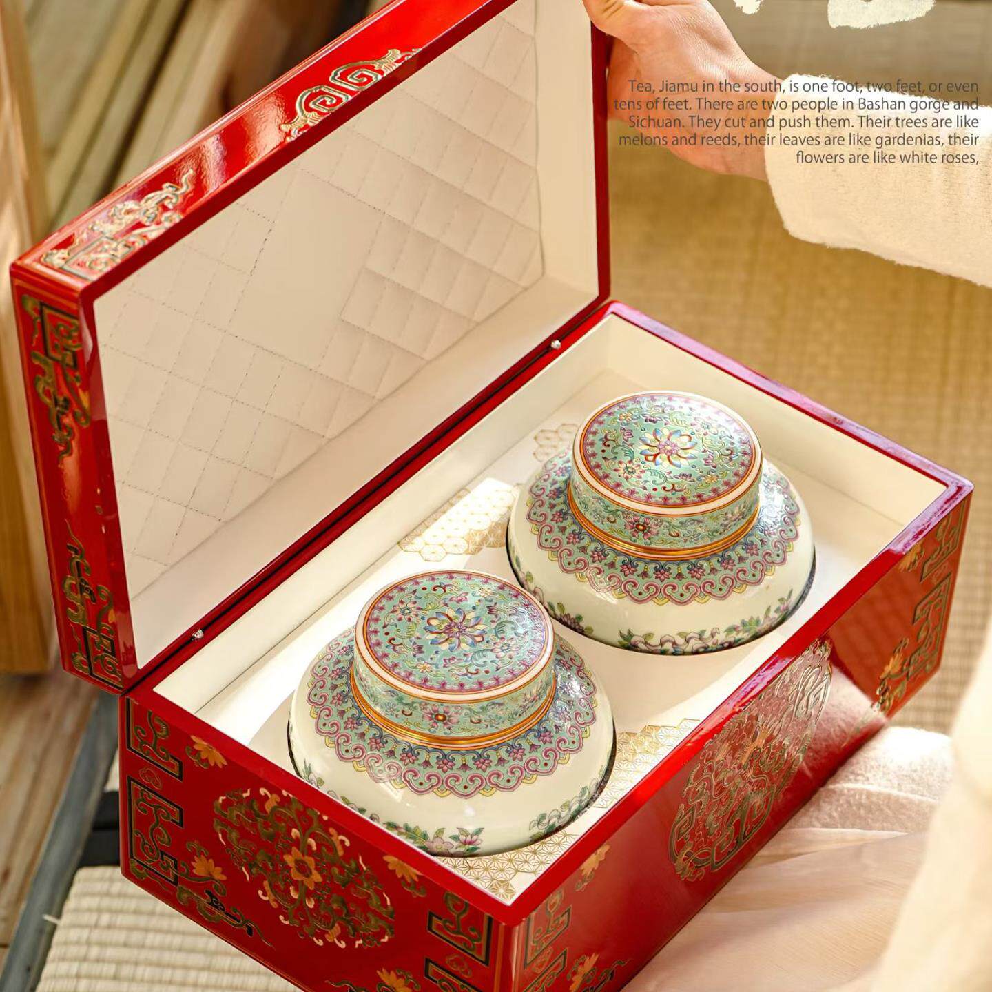 时光木盒陶瓷罐包装盒烤漆盒单罐双罐高档礼品盒茶叶包装复古空盒