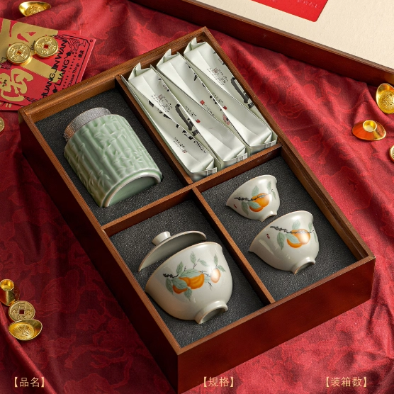 高档竹盒陶瓷罐茶叶礼盒茶具红茶岩茶福鼎白茶散茶空存茶罐竹子盒