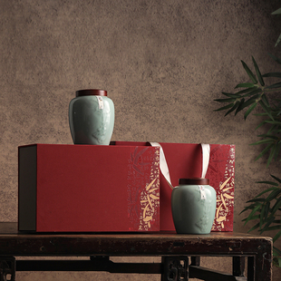 高档陶瓷罐茶叶包装礼盒空盒红茶普洱茶六堡茶茶叶盒包装盒空礼盒