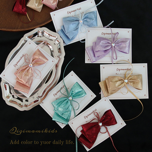 QIQI原创鎏光星闪儿童蝴蝶结个性设计感女孩侧边刘海夹公主发夹