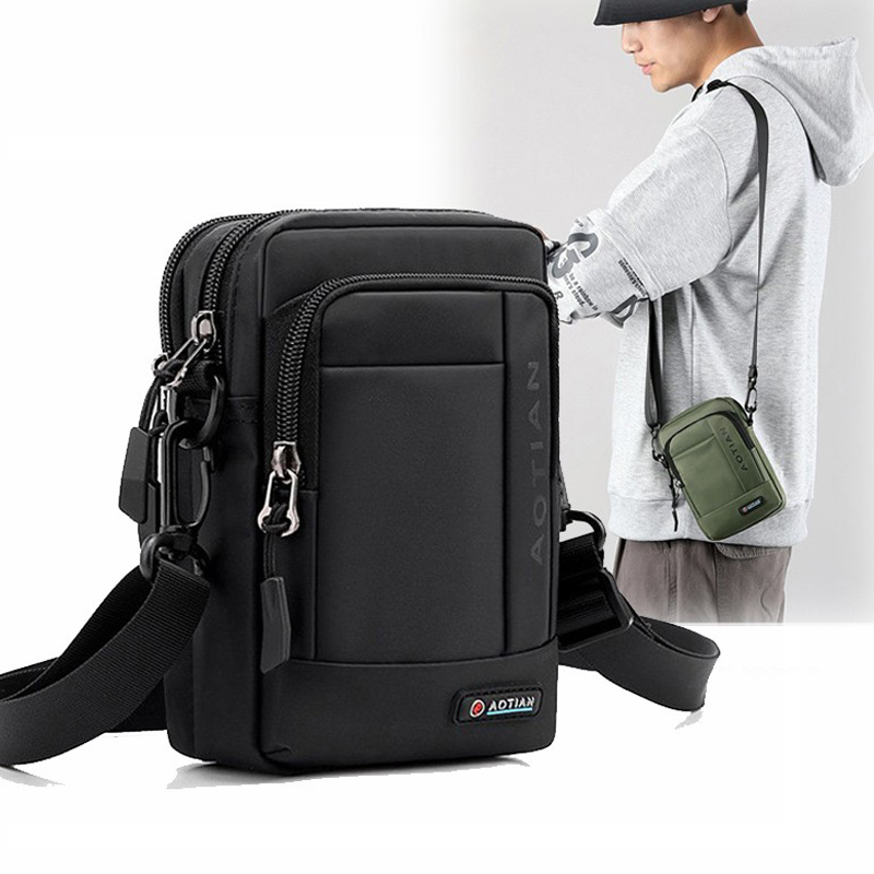 新款多用青年男女防水牛津尼龙布小包潮港风3T迷你手机包斜挎腰包