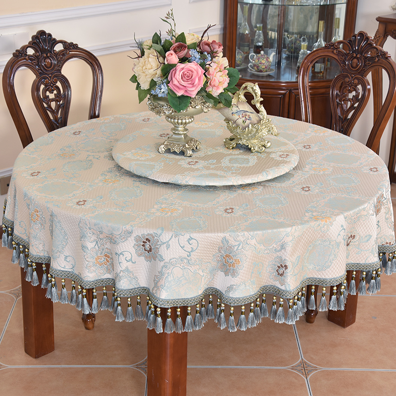 欧式高端大圆桌桌布轻奢高级感布艺家用加厚转盘台布圆形餐桌布