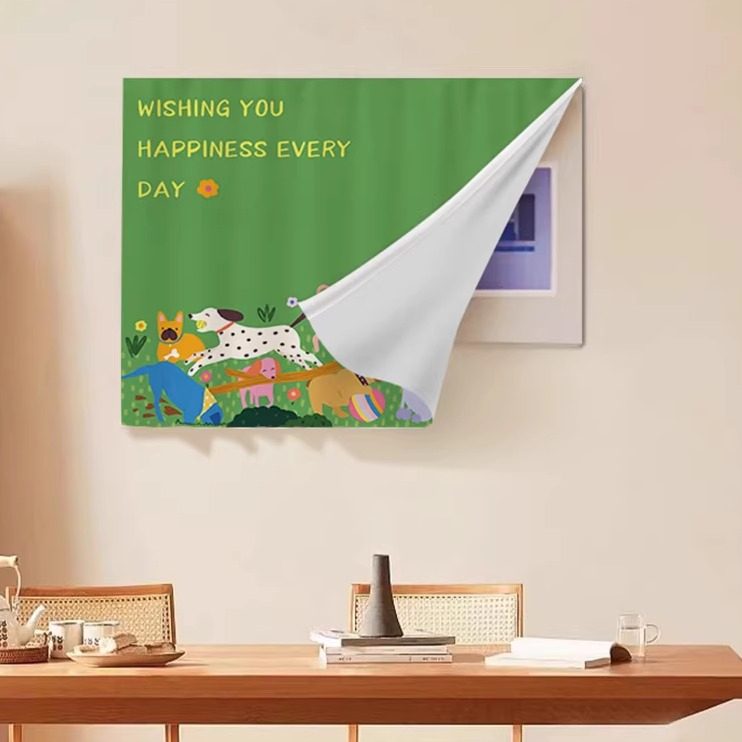 卡通电表箱装饰画布帘客厅可视门铃遮挡帘免打孔电闸盒遮丑挂帘,居家布艺,门帘,淘宝优惠券,粉丝福利购,淘宝优惠卷