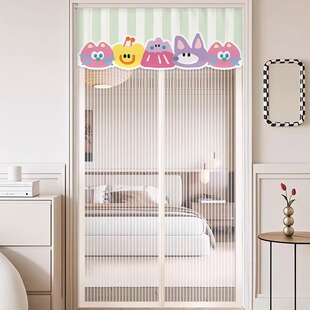 卡通帘头防蚊门帘磁吸纱门金刚网家用阳台推拉门落地窗网纱窗粘贴