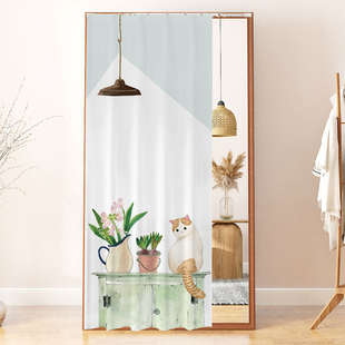 简约镜子遮挡帘全身镜穿衣镜遮盖布帘防尘帘卫生间梳妆镜子装饰帘