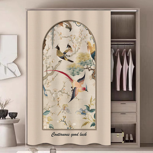 柜子遮挡帘中式复古轻奢书柜防尘帘子橱柜拉帘粘贴轨道遮丑帘布帘