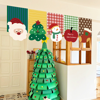 粗麻三角旗帘圣诞节装饰吊旗