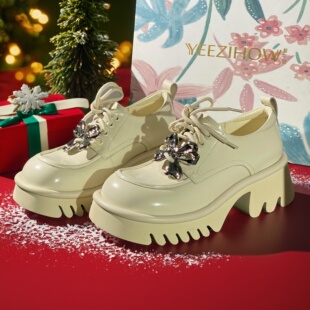 轻奢断码 百搭单鞋 女鞋 女2025新款 5415 清仓英伦风厚底乐福鞋 26新款