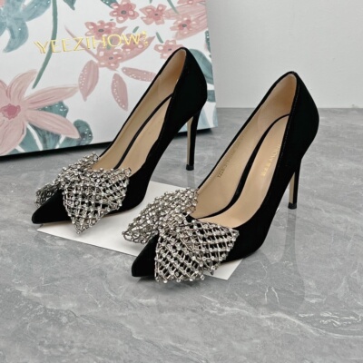 法式风女鞋轻奢专柜断码水钻蝴蝶结尖头单鞋女名媛风气质性感5388