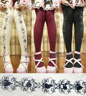 兔酱家】日系lolita 睡美人 睡公主 蔷薇城堡 3色入 印花连裤袜