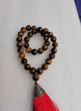 包邮33颗虎眼石念珠拜珠泰思比哈手串手链订制