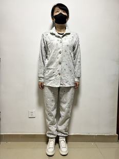 日单女士棉质混纺聚酯加绒保暖家居服睡衣上衣裤 卡通印花 子套装