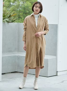 日单潮牌Arnold palmer小雨伞女士全棉灯芯绒连衣裙休闲百搭春秋