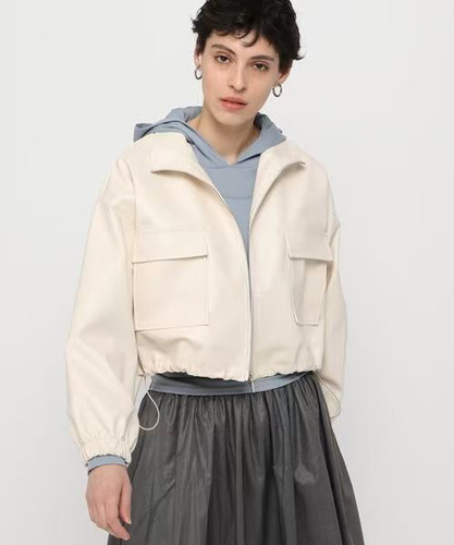 日单女士休闲百搭立领拉链夹克皮衣外套春秋百搭宽松人造皮革短款