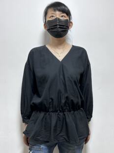 日单潮牌AZUL女士春秋天丝莱赛尔棉质混纺V领收腰套头衫