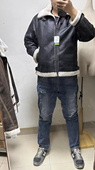 日单贵牌人造皮革皮毛一体外套冬季 加绒加厚高级感痞帅羊羔绒棉衣