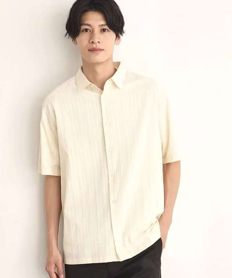 日单贵牌菊池武夫tk夏季薄款全棉提花面料高级感短袖衬衣男女同款