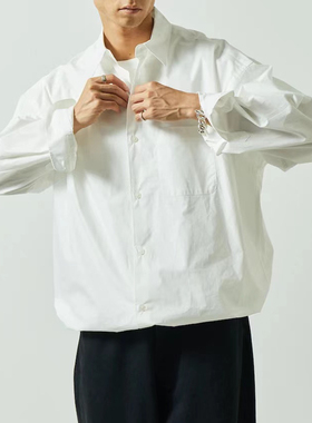 日单潮牌freaks store全棉丝光处理宽松廓形纺锤形长袖休闲衬衣