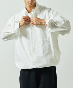 日单潮牌freaks store全棉丝光处理宽松廓形纺锤形长袖休闲衬衣