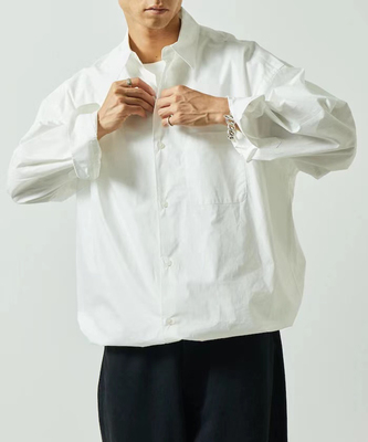 日单潮牌freaks store全棉丝光处理宽松廓形纺锤形长袖休闲衬衣