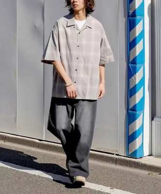 日单潮牌freaks store全棉精梳棉古巴领复古短袖休闲衬衣男女同款