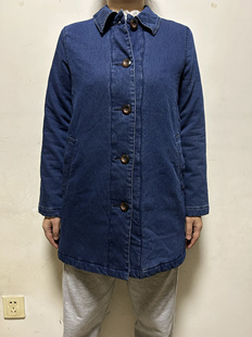 日单女士秋冬宽松休闲牛仔棉服外套纯色百搭保暖棉衣棉袄