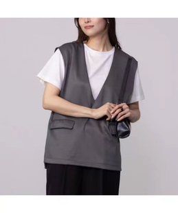 日单空气层细腻亲肤深V领百搭休闲马甲套头坎肩四季 叠穿抗皱 款