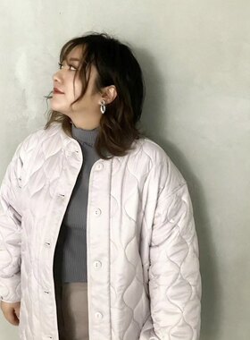 日单nissen女士绗缝葫芦格圆领保暖休闲棉服有大码