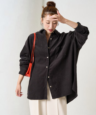 日单潮牌freaks store女士全棉灯芯绒条绒长袖衬衣宽松休闲百搭