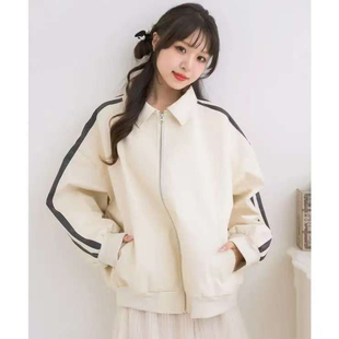 日单ems女士甜美可爱人造皮革pu皮休闲夹克外套落肩款 7150日币