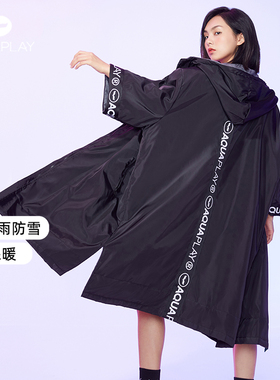 冬季黑色潜水斗篷防寒服保暖游泳冬训浴袍潜水加厚加绒外套度假