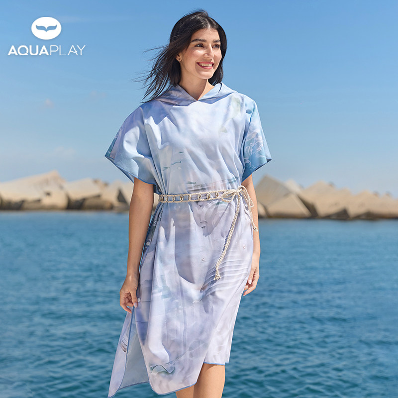 AQUAPLAY吸水速干连帽斗篷浴巾