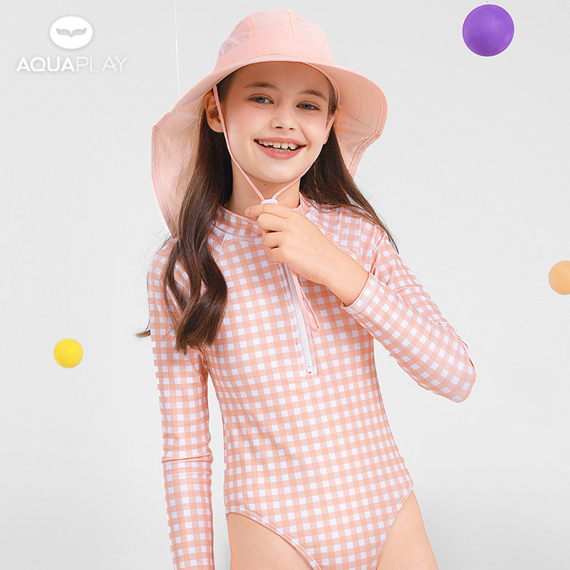 AquaPlay女童连体格子泳衣