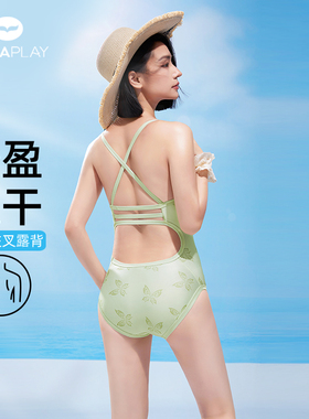 AquaPlay绿色竞速连体泳衣女款性感海边度假泡温泉比基尼吊带泳装