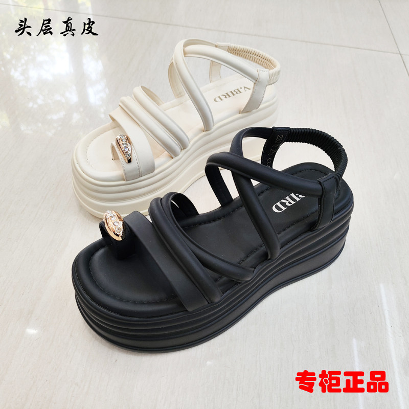 专柜正品新款真皮高跟罗马女凉鞋