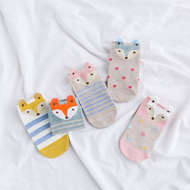 袜子女春秋新品韩国可爱直板卡通动物小狐狸船袜全棉女袜短袜,女士内衣/男士内衣/家居服,船袜,淘宝优惠券,粉丝福利购,淘宝优惠卷