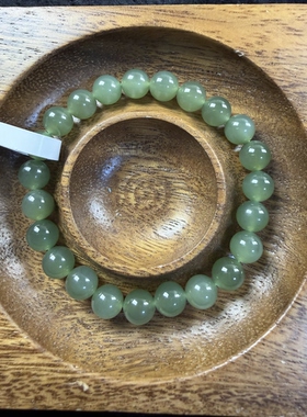 原创设计天然和田玉碧玉湖水绿卡8圆珠手串编号1328多样性发货