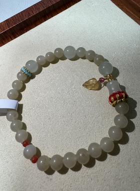 福利款原创设计手工编织天然和田玉手串编号42多样性发货