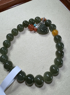 原创设计天然和田玉碧玉佛公手串编号573多样性发货