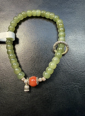 原创设计天然和田玉晴水南红纯银手串编号811多样性发货