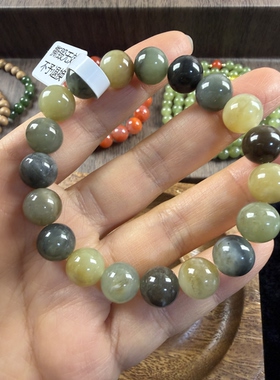 原创设计天然和田玉楼兰三色多宝卡10圆珠手串编号1538多样性发货