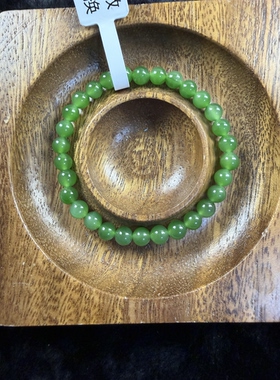 原创设计天然和田玉高品碧玉卡5圆珠手串编号1026多样性发货