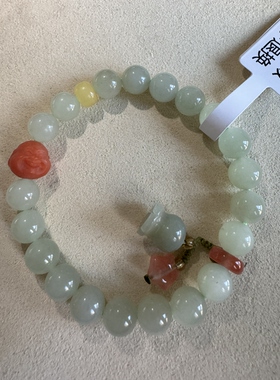 福利款原创设计天然和田玉晴水南红蜜蜡手串编号933多样性发货