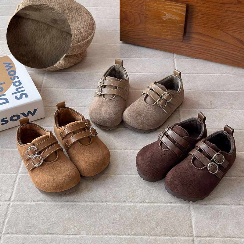 秋冬季男女童加绒勃肯鞋