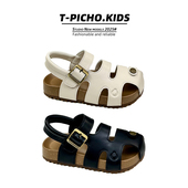 男童软底防滑沙滩鞋 儿童包头勃肯凉鞋 百搭女童鞋 韩版 2025夏季 新款