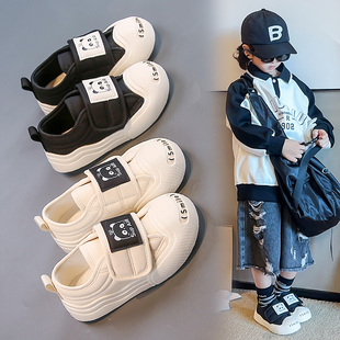 2025秋季新款儿童帆布鞋魔术贴贝壳头韩版男童休闲单鞋女童板鞋子