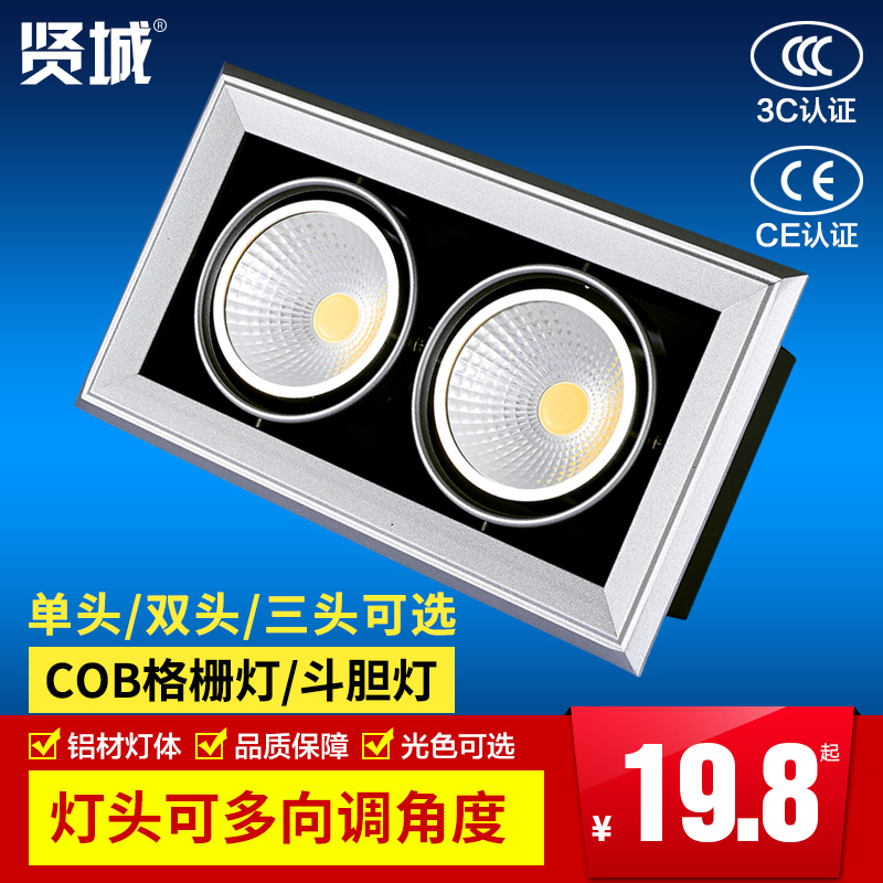 賢城ar111led斗膽燈COB斗膽燈雙頭射燈單頭12w20w嵌入式豆膽燈