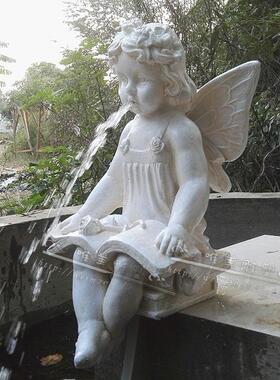 欧式风园林庭院小天使水景雕塑