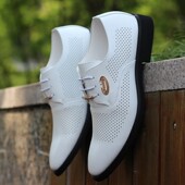 洞洞透气男鞋 休闲鞋 子镂空皮鞋 夏季 男英伦商务正装 男士 白色凉鞋 男